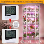 meonum indoor greenhouse with grow lights, 6 tier showing dimensions