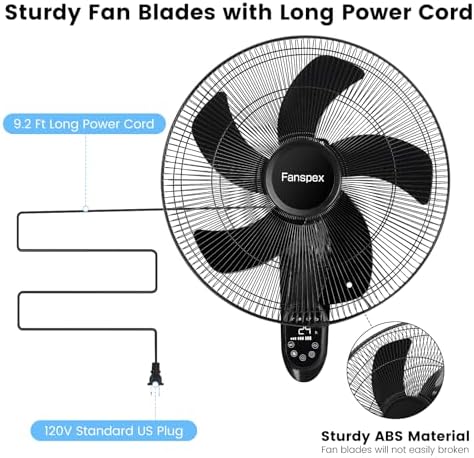fanspex 18" wall mounted fan for home garage, close-up detail