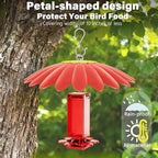 10.5 inch Hummingbird Feeder Shade Dome Cover,Rain Guard,Weather Guard for Bird Feeder, Umbrella Cover for Bird House for Outdoor,Squirrel Baffle,Flower Design(Red) 2 Pack