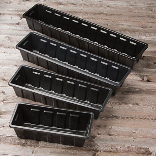 Root & Vessel Poly-Pro Plastic Flower Box Planter, Black, 30-Inch