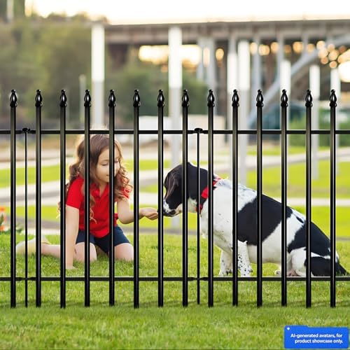thealyn 36"h x 28"w metal garden fence, no, front angle view