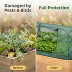 raised garden bed covers(45"x22"x18"), pop up mesh plant showing dimensions