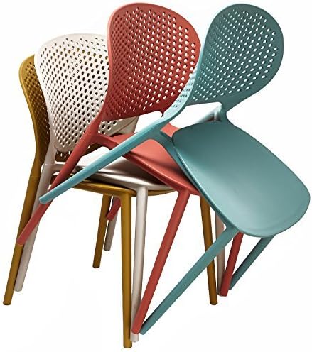 2xhome Set of 4 Patio Dining Chairs | Modern Stackable Outdoor Pool Side Chair | Weather Resistant Plastic for Yard, Porch, Balcony, Kitchen, Teal