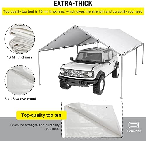 20 ft carport replacement canopy cover garage top, side view