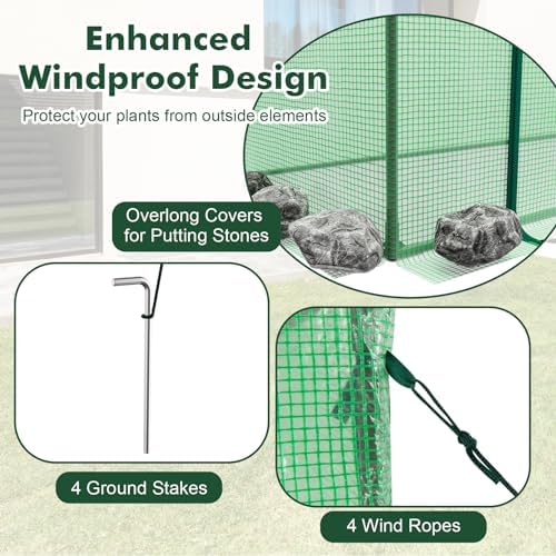 happygrill mini greenhouse, portable walk-in greenhouse with pe, side view