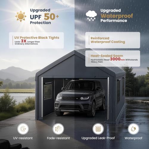 phi villa 13x24ft portable garage carport, car tents shown in use