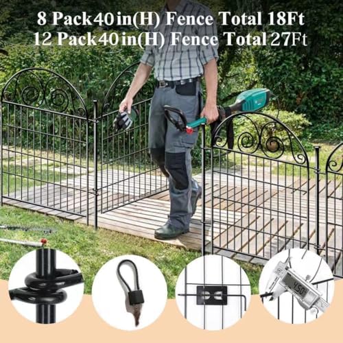 getlay tall garden animal barrier fence with gate,40, side view