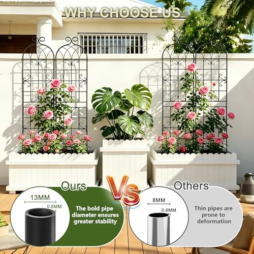 2.2m（86.7" h x 19.7" w） black iron garden on a desk or shelf
