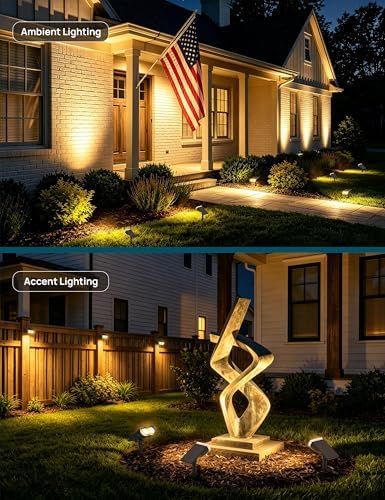 linkind solar lights outdoor waterproof led spotlights warm, front angle view