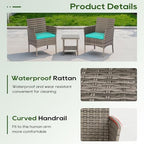 fdw 3-piece patio furniture set | gray &, close-up detail