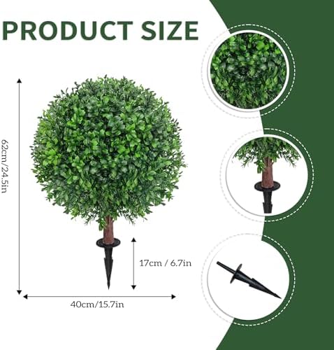 25" artificial boxwood topiary ball tree with ground on a desk or shelf