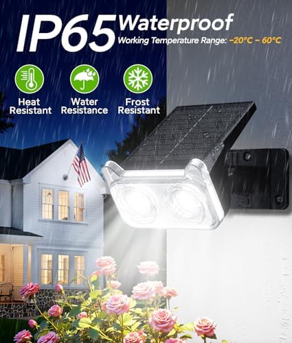 LETMY Solar Lights Outdoor Waterproof IP65, 6 Pack Solar Spot Lights Outdoor With 14 Big LEDs, 2-in-1 Wall Lights & 2 Modes Solar Powered Landscape Spotlights for Garage Pathway Yard Decor Garden Gift