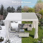 10x12ft aluminum outdoor louvered pergola with screens & showing dimensions