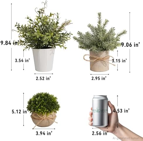 small fake plants in white pulp pot for, close-up detail