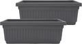 The HC Companies 24 Inch Venetian Window Planter Box with Drainage Plug, Lightweight UV-Resistant Plastic Indoor & Outdoor Planters, 2-Pack Flower Box for Garden & Home Decor, Warm Gray