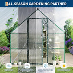 8'x14' aluminum-framed polycarbonate greenhouse, heavy duty polycarbonate greenhouse, side view