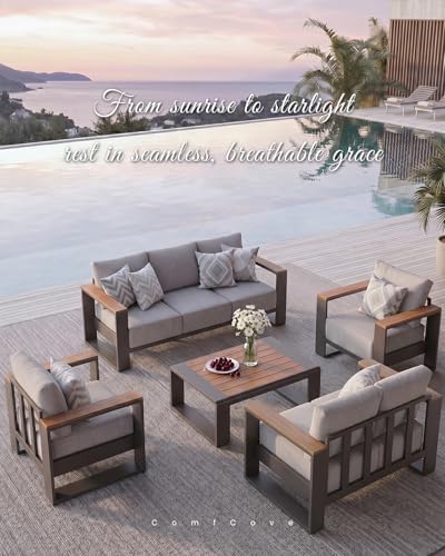oversized aluminum patio furniture set, 4 pieces luxury on a desk or shelf
