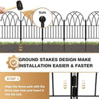 decorative garden fence panels - 20.07 ft black, side view