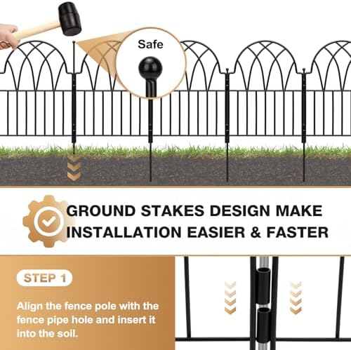 decorative garden fence panels - 20.07 ft black, side view