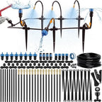 Drip Irrigation System Kit with Atomizing Copper Nozzles, 50 feet | For Raised Beds, Potted Plants or Greenhouse with 16pcs 360° Adjustable Watering Spray Nozzles