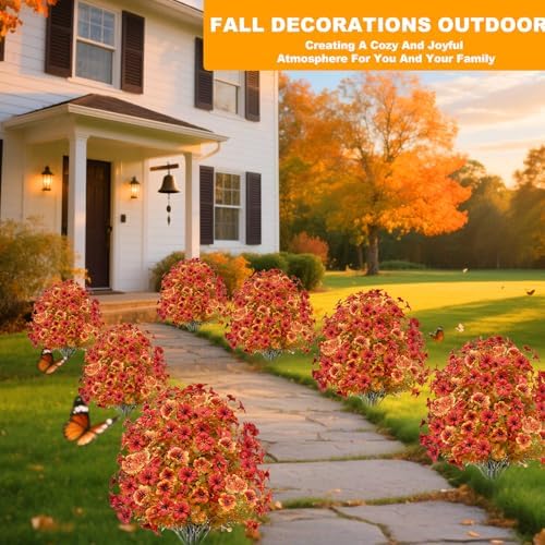 fall artificial mums topiary ball tree with ground showing dimensions