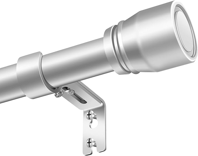 1” Diameter Silver Curtain Rod Itself is 30-90 Inch 2 Pack, Fit 30 to 84 Inch Windows with Heavy Duty Adjustable Telescopic Rod，Splicing Metal Extra Long Curtain Rod for Windows