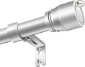 Silver Curtain Rod 30-144 inch 2 Pack, Fit 30 to 142, 66 to 120 inch Windows, 1 Inch Diameter Heavy Duty Adjustable Telescopic Rod