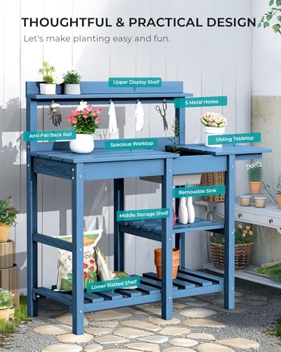 serwall outdoor potting bench set of 2 with, front angle view