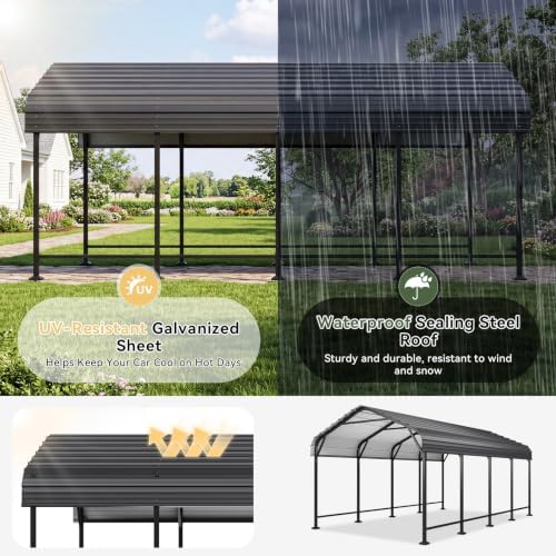aoxun 12x20 ft metal carport heavy duty carport shown in use