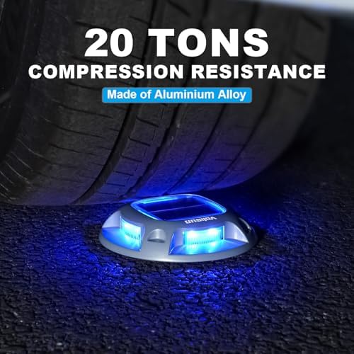 VOLISUN Solar Driveway Marker Lights Dock Marine Led Deck Outdoor 12 Pack | 2 Colors in 1,Solar Powered Waterproof Warning Step Lights for Pathway Garden Sidewalk Walkway (Blue/White)