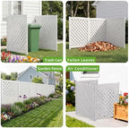 3-panel outdoor air conditioner fence screen, outside wood, side view