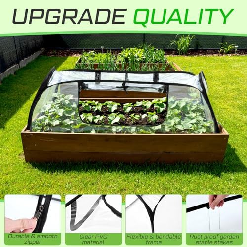 raised garden bed foldable clear pvc greenhouse covers showing dimensions