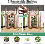 graffy wooden cold frame greenhouse with 3 removable, close-up detail