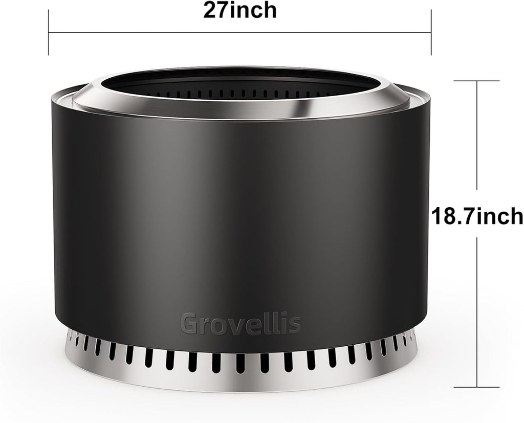 27 inch smokeless fire pit with waterproof cover, package contents