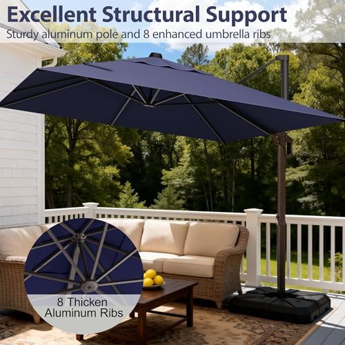 9' x 12' cantilever patio umbrella rectangle outdoor shown in use