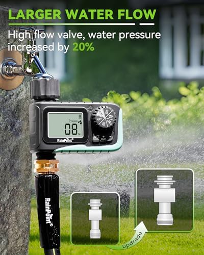 rainpoint sprinkler timer, programmable water timer for garden showing dimensions