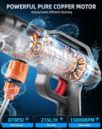 cordless portable washer, handheld washer, battery operated washer, close-up detail