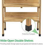 yaheetech potting bench outdoor console table w/3-tier storage,natural, front angle view