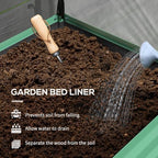 outsunny raised garden bed with cover and storage showing dimensions
