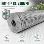 Trenk Hardware Cloth 1/2 Inch Chicken Wire Fencing 48" x 100' 19 Gauge | Heavy-Duty Galvanized Chicken Wire Mesh Roll for Garden Fencing, Gopher Wire, and Long-Lasting Wire Fencing Use
