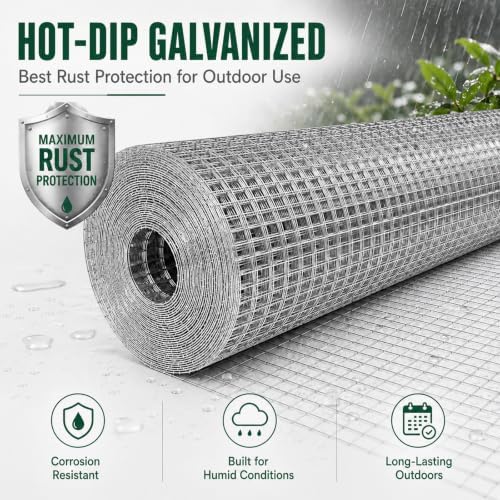 Trenk Hardware Cloth 1/2 Inch Chicken Wire Fencing 48" x 100' 19 Gauge | Heavy-Duty Galvanized Chicken Wire Mesh Roll for Garden Fencing, Gopher Wire, and Long-Lasting Wire Fencing Use