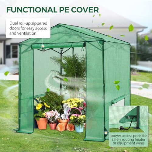 6x6 pop up greenhouse,portable green house kit, green, side view