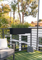 veradek demi series railing planter - round window, side view