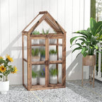 happygrill cold frame, mini wooden green house w/transparent shown in use