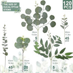 daynight 120 pcs artificial mixed eucalyptus stems bulk, side view