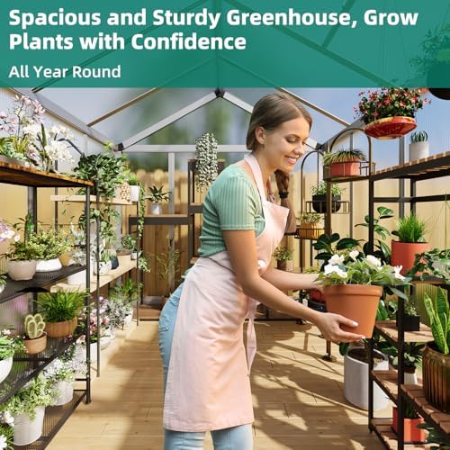 garvee 6x8 ft greenhouse - large aluminum greenhouses shown in use