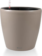 Dexceder 15x14 Self Watering Planter with Wheels Indoor Outdoor, Inner Pot Design, Thickened Large Floor Standing Flower Plant Pot with Water Level Indicator (Taupe Matte)