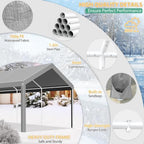 tooluck carport 10'x20' heavy duty portable garage, side view