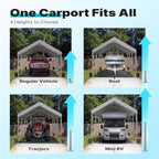 advance outdoor 12x20 ft heavy duty carport potable, close-up detail