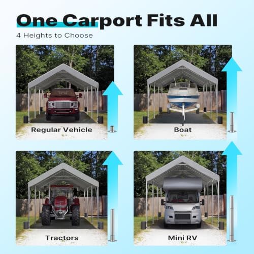 advance outdoor 12x20 ft heavy duty carport potable, close-up detail